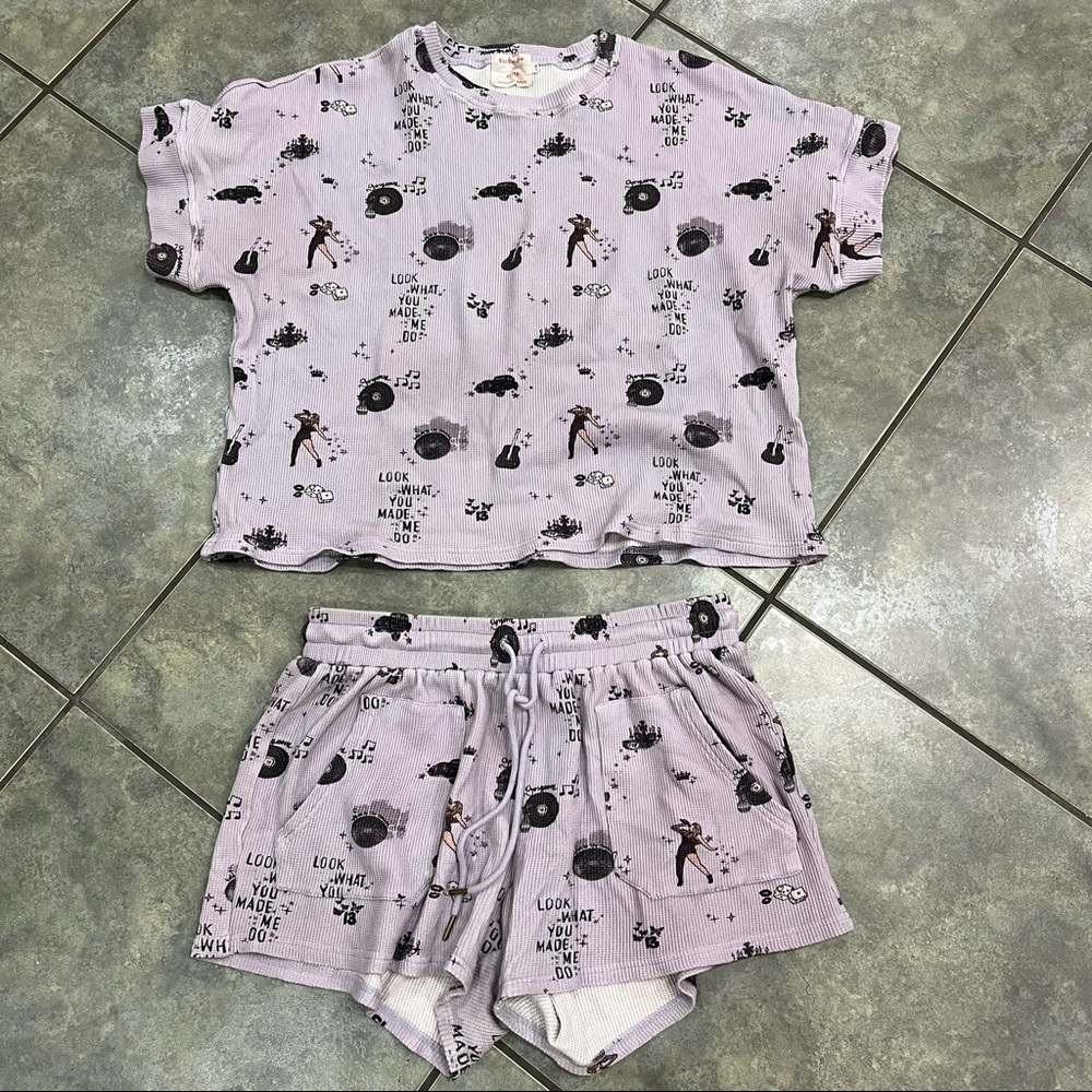 TAYLOR SWIFT Purple Waffle Knit Lounge Pajama Set Youth 2XL By Elizabeth Faith